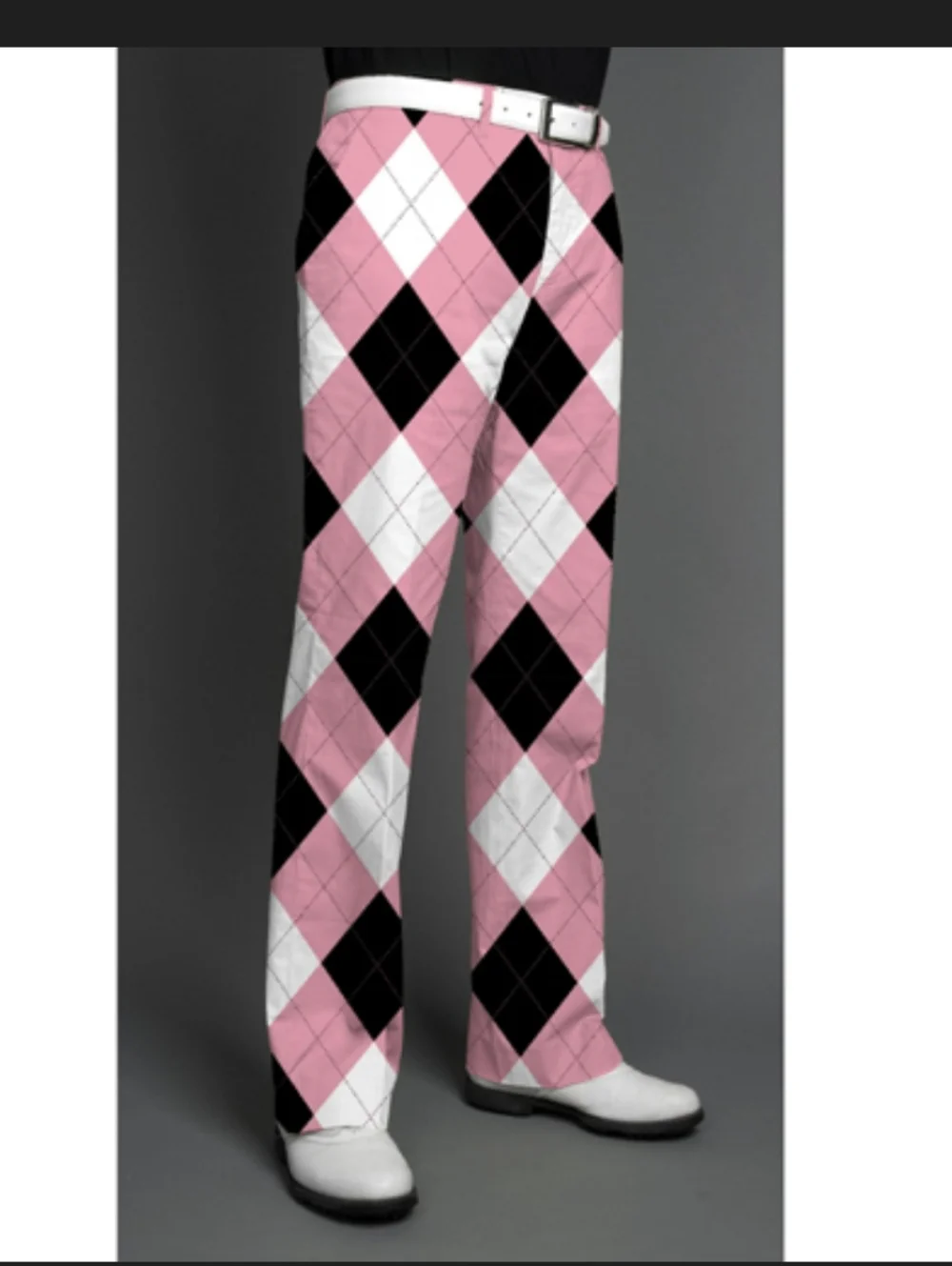 Loudmouth Golf Pants Men's Pink Black Argyle size 32/30. - Picture 13 of 14